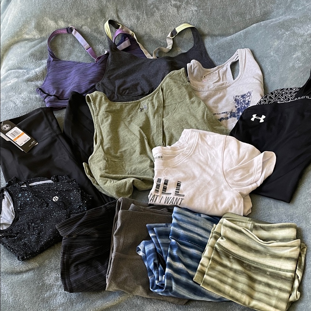 Woman’s Activewear Under Armor Lot (plus: one Lululemon top/two Lucy bras)